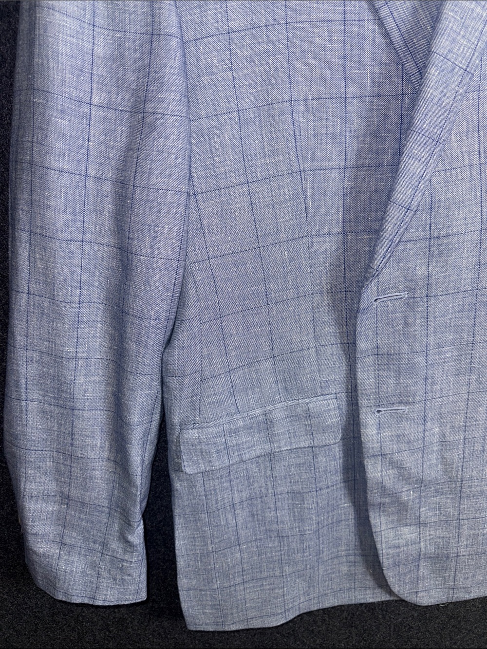 Jos. A. Bank 1905 Tailored Fit Blue Linen Wool Plaid Sport Coat Blazer 44R - Picture 8 of 13